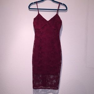 Burgundy Guess lace bodycon dress
